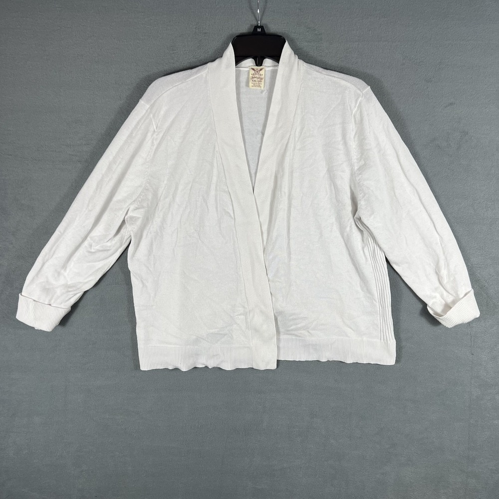 Faded Glory Women's White Open Front Cardigan Sweater‎ XXL (20) Plus Size Rayon